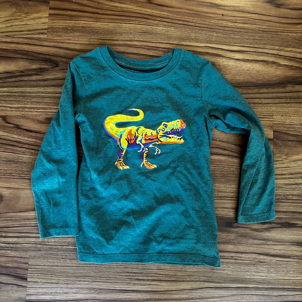 Kids Dinosaur Graphic Long Sleeve Shirt - Teal